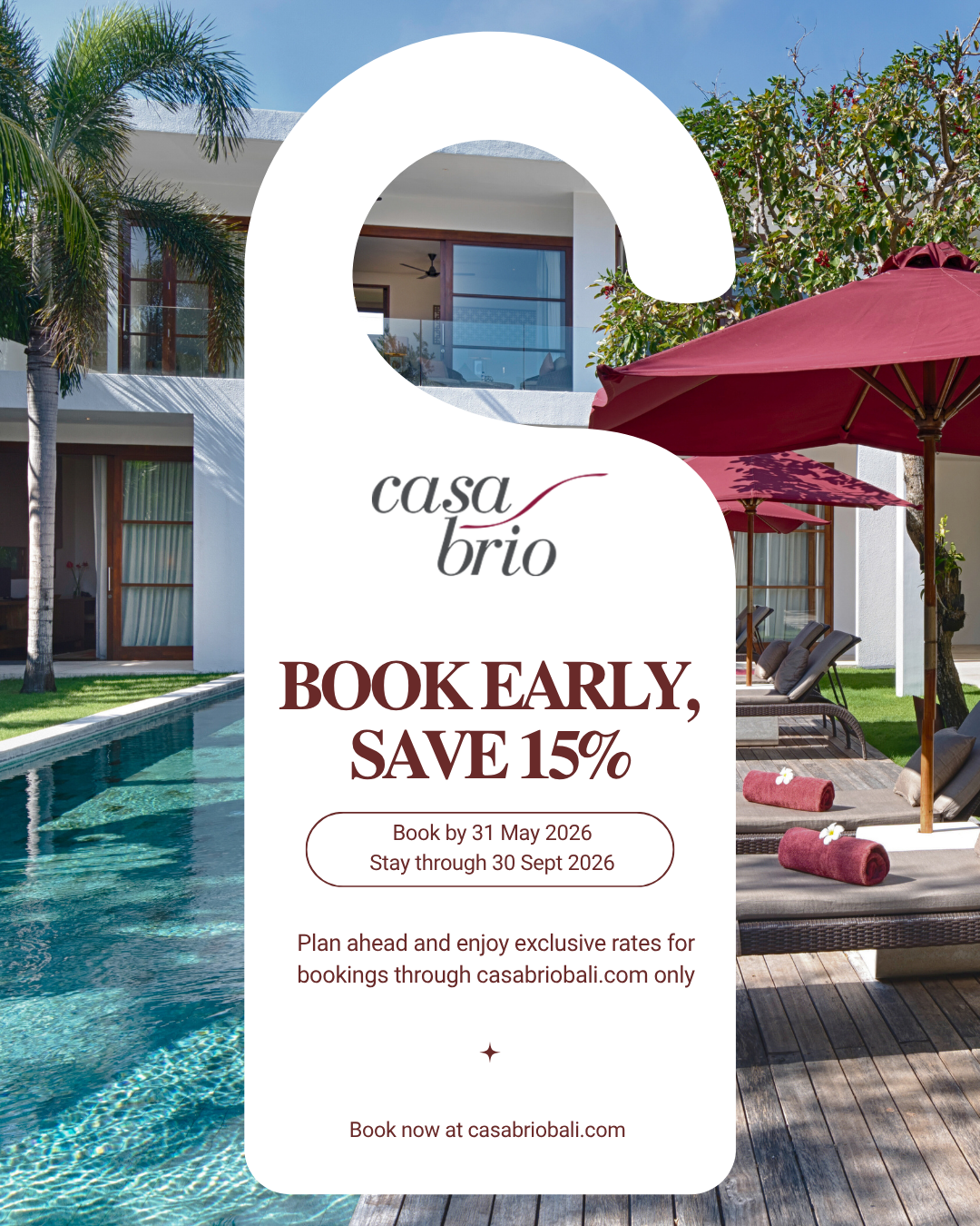 BOOK EARLY, SAVE 15%