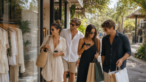 Villa guests browsing boutiques during a relaxed Seminyak shopping day